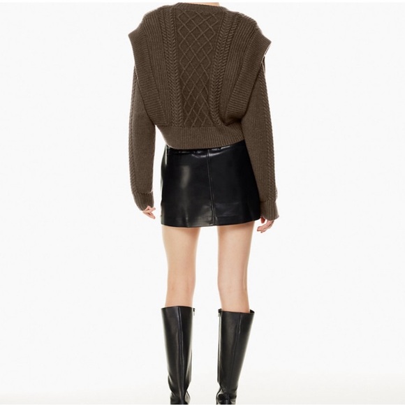 Babaton Dark Brown Cable Knit Sweater - Picture 3 of 13